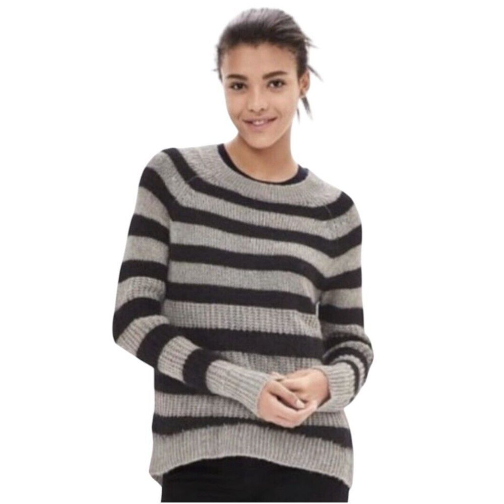 Banana Republic Italian Yarn Womens Knit Striped Wool Blend Sweater Size Large